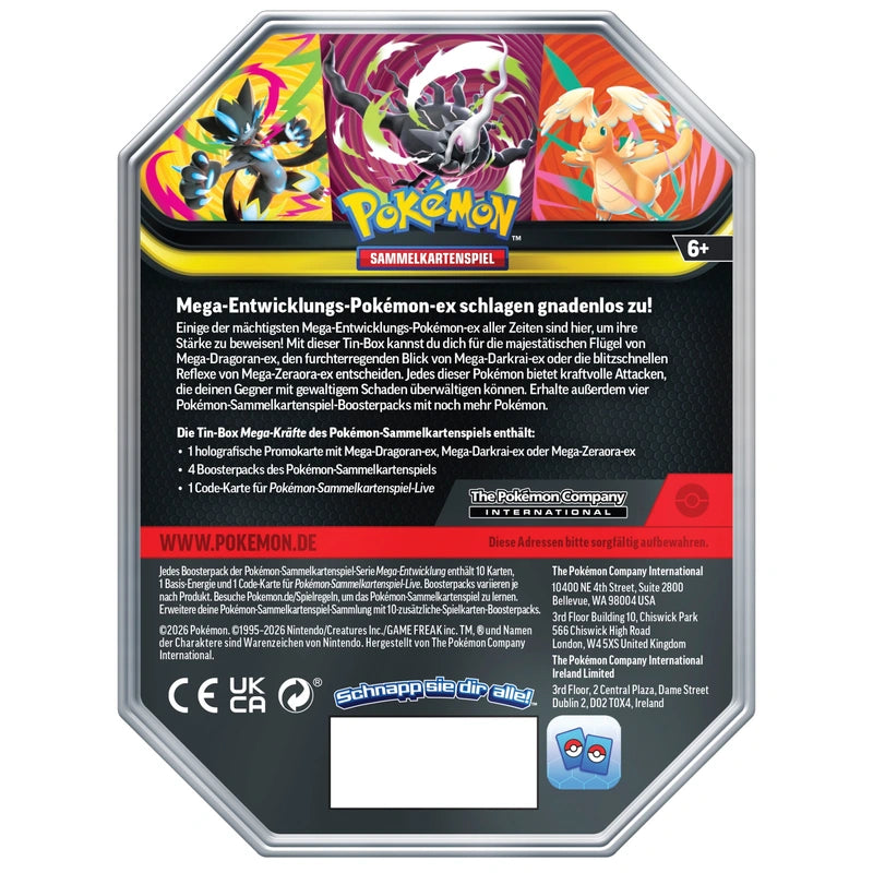 Pokémon TCG: Tin-Box Mega-Kräfte – Mega-Dragoran-ex – Rückseite