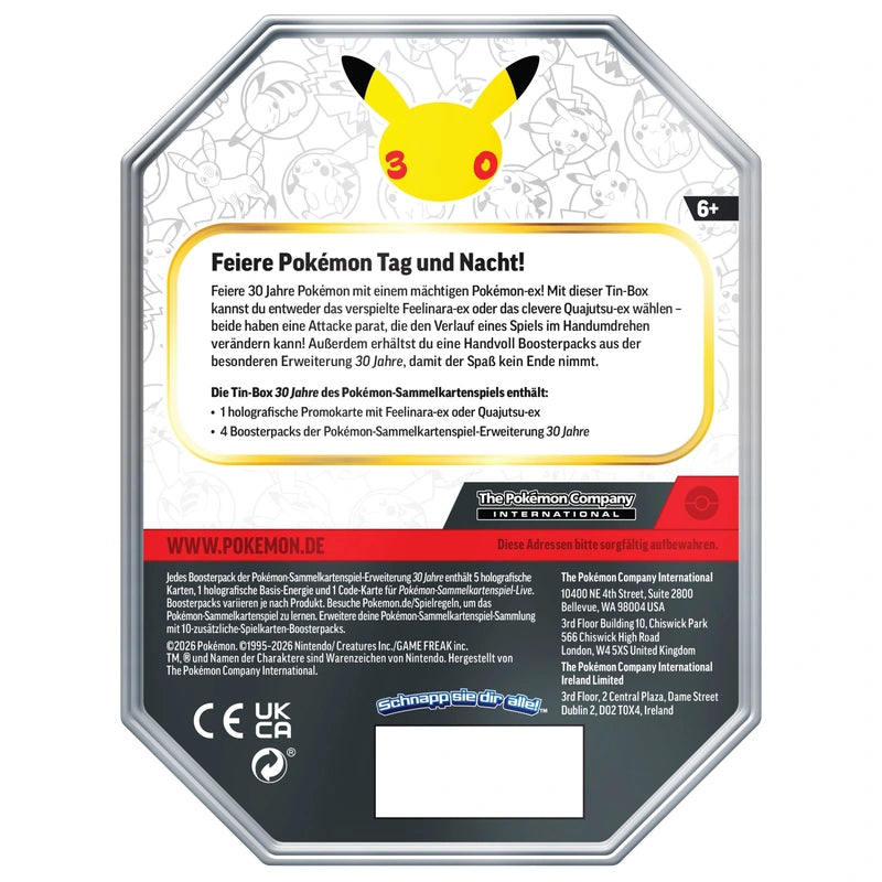 Pokémon TCG: Tin-Box 30 Jahre – Quajutsu-ex – Rückseite