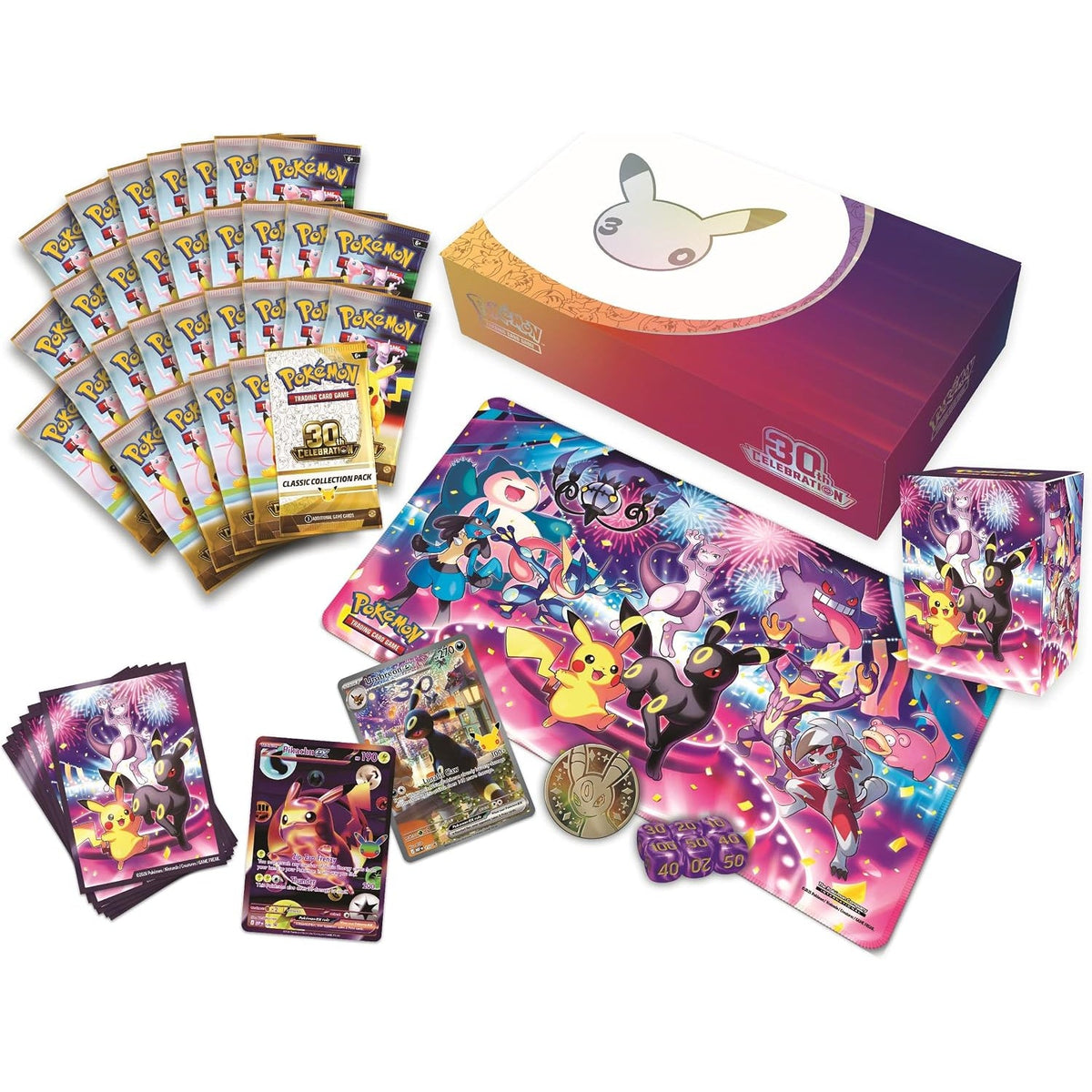 Ultra-Premium Collection Night (EN) – Inhalt mit Booster, Promos, Spielmatte, Hüllen, Deckbox und Münze (Night)