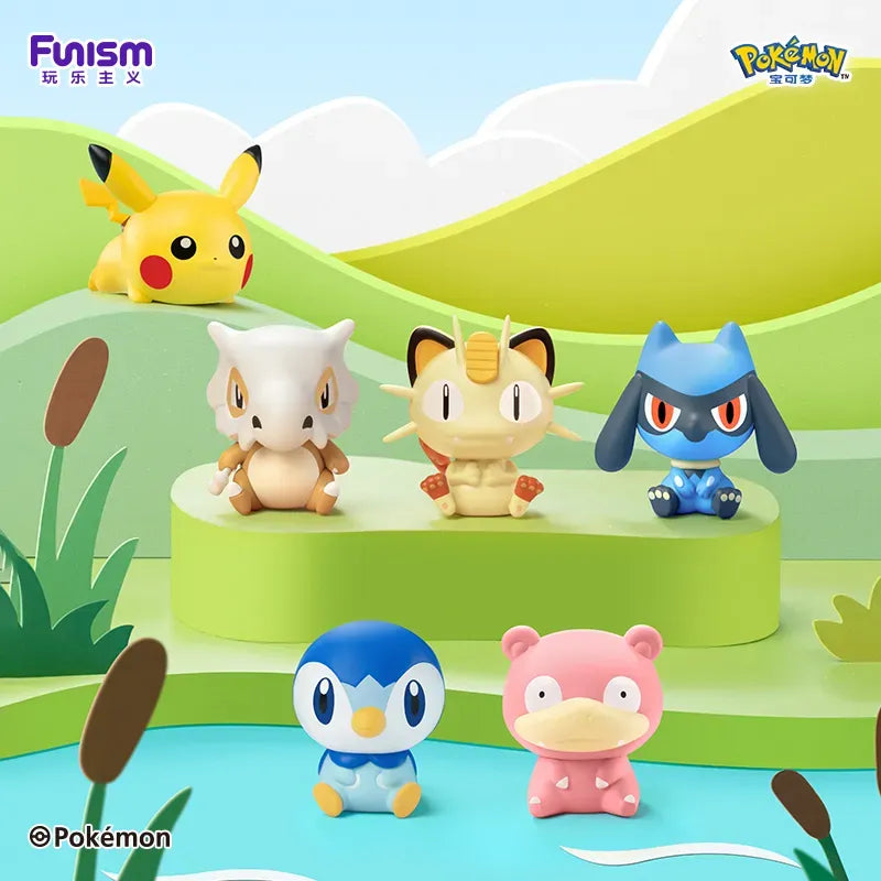 Funism Pokémon Palmsize Wonders Vol. 4 – alle 6 Figuren: Pikachu, Flegmon, Plinfa, Tragosso, Mauzi, Riolu
